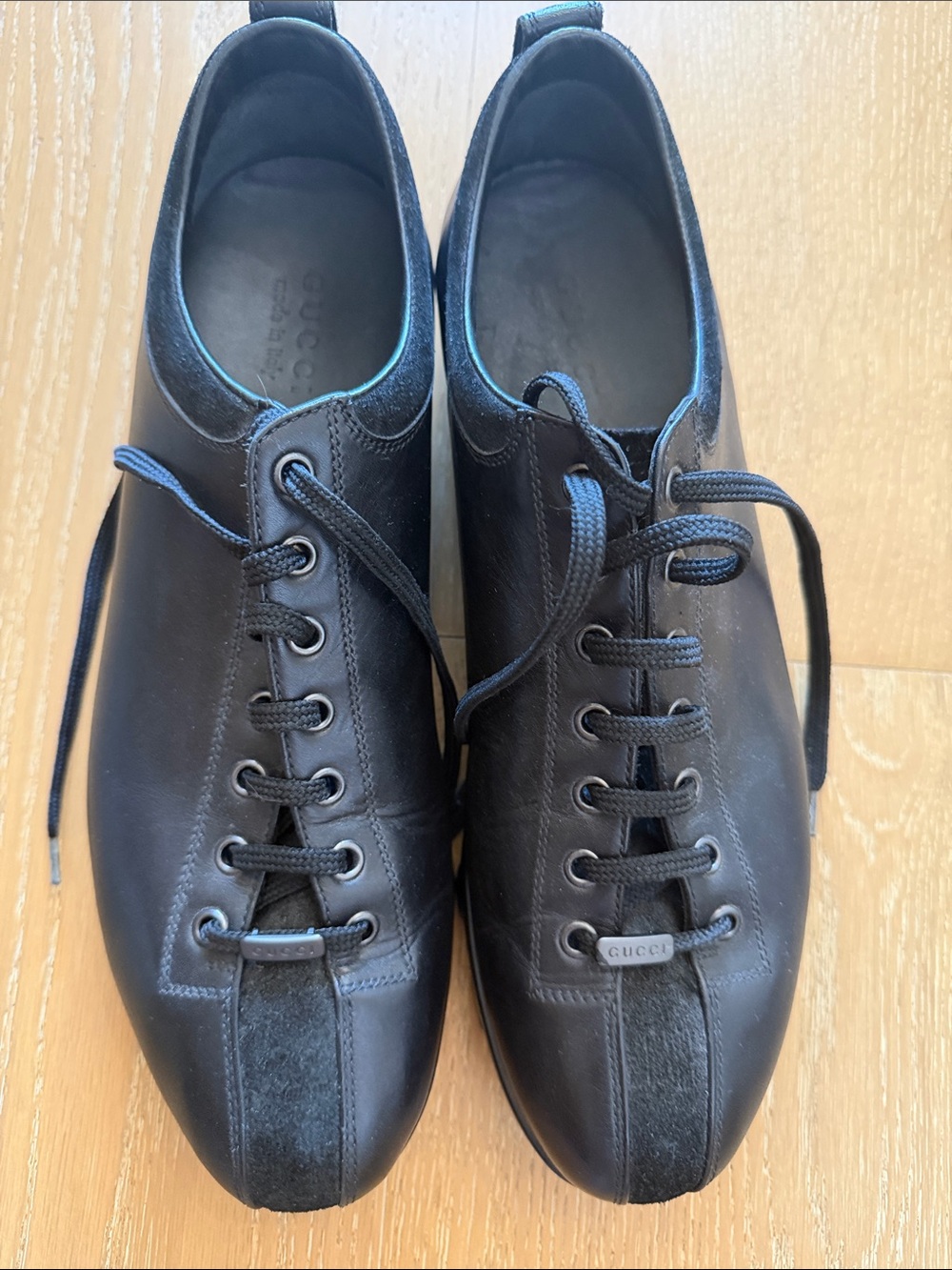 Gucci Black Leather & Suede Men’s Lace-Up Sneakers